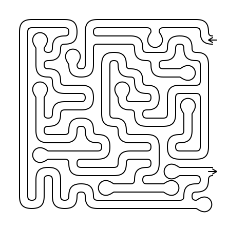 The same maze in the Organic style: smooth rounded corridors with no bridges