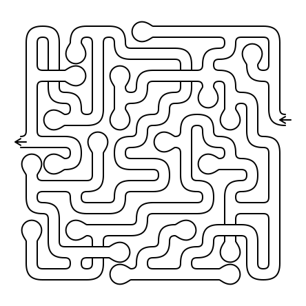 The same maze in the Tangle style: rounded corridors that cross over and under each other on bridges
