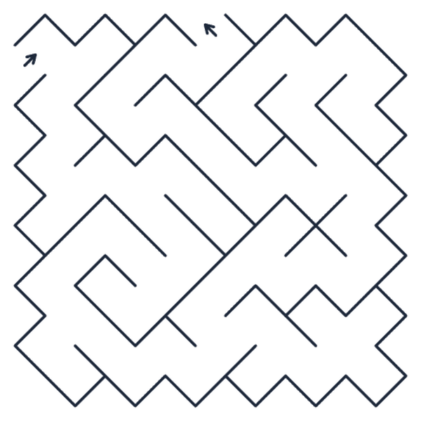 Rhombic maze &mdash; diamond-shaped cells in a tilted lattice