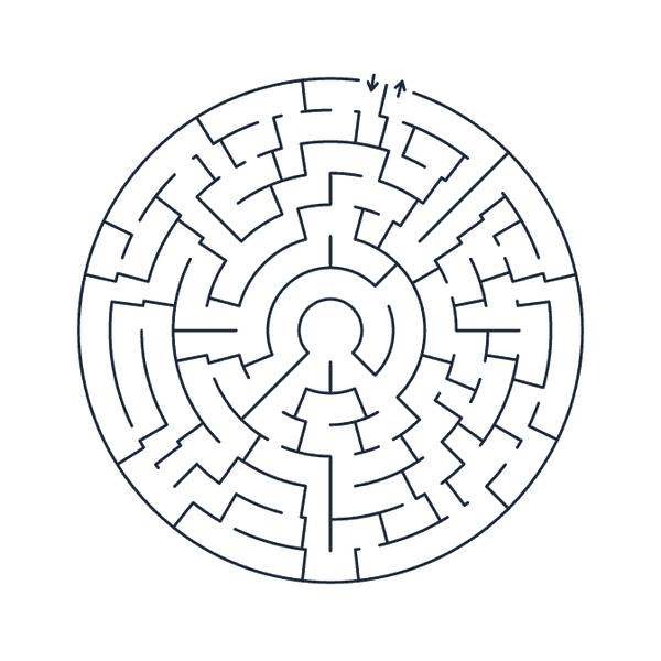 Theta maze &mdash; concentric rings forming a circular maze