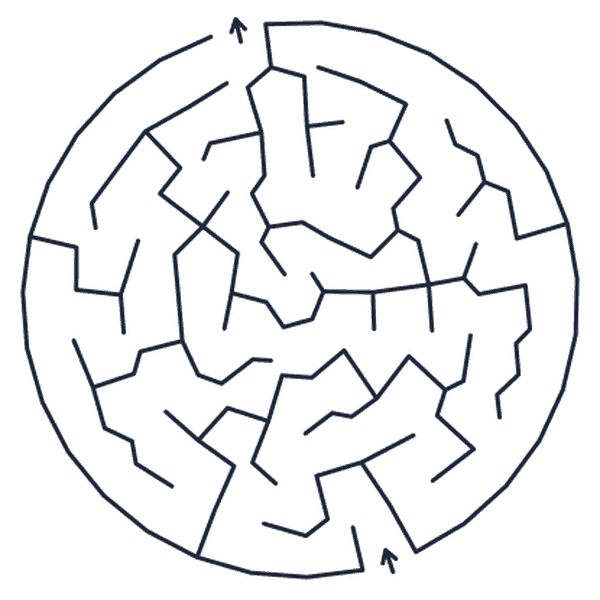 Voronoi-disc maze &mdash; organic irregular cells inside a circle